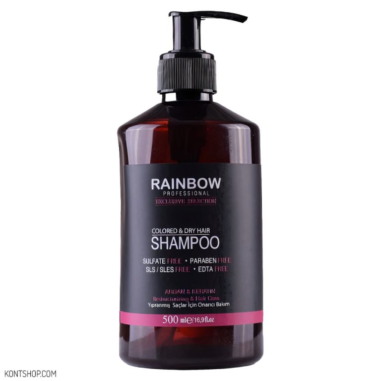 شامپو رینبو حاوی آرگان و کراتین مناسب موهای آسیب دبده