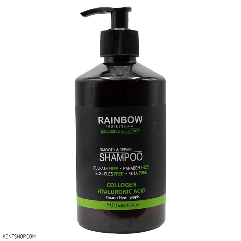 شامپو رینبو حاوی کلاژن و هیالورونیک اسید مناسب موهای نازک و ضعیف