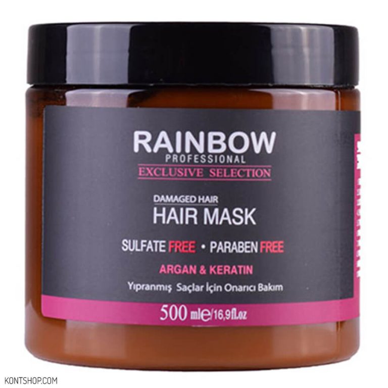 ماسک مو رینبو حاوی کراتین و روغن آرگان مناسب موهای آسیب دیده